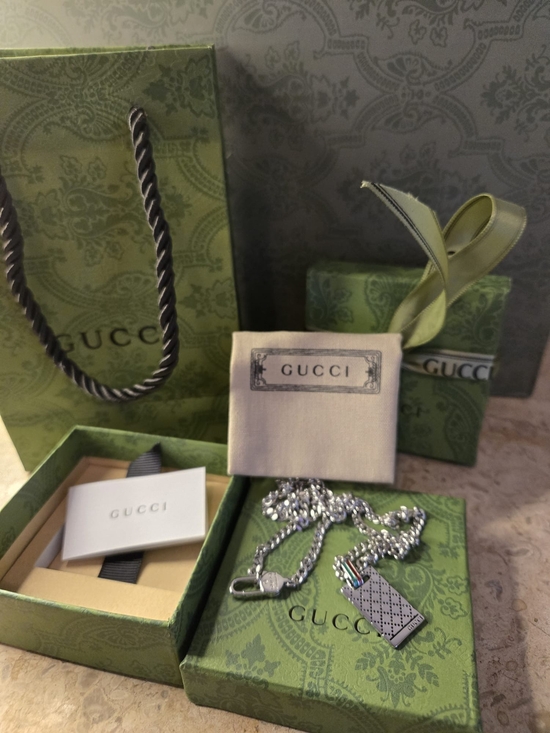 Gucci Other - Gucci Silver-Tone Pendant Necklace in 925 Sterling Silver